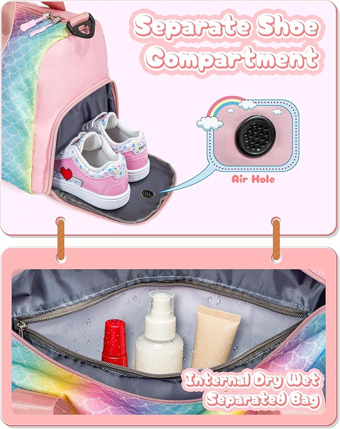 Birthday Gift for Granddaughter-Girl Gym Bag with Shoe Compartment, Kid Personalized Weekender Overnight Bags, Initial Travel Tote with Makeup Pouch, Christmas Gifts for Girls (Letter Z)