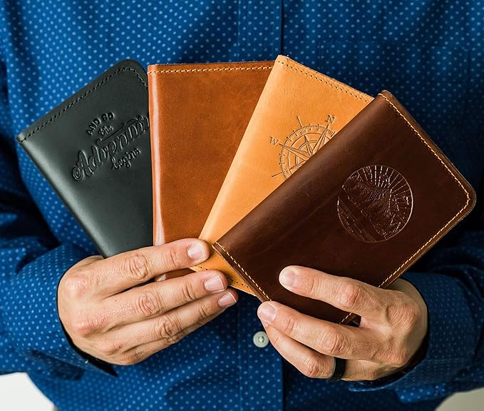 Leather Passport Cover, Field Notes Cover Wallet, Travel Passport Cover, Personalized Wallet Cover, Custom Full Grain Leather Passport, Passport Holder, Made in USA