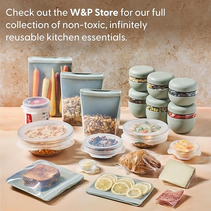 W&P Porter Ceramic Bowl Lunch Container w/ Protective Non-slip Exterior, Charcoal 1 Liter | Lid & Snap-tight Silicone Strap | Food Storage, Bento Box, Meal Prep | BPA-Free Ceramic