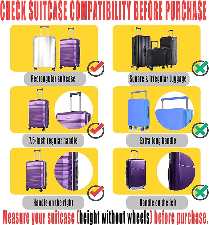 Suitcase Covers for Luggage – TSA Approved Clear PVC Luggage Protector Cover, Thick Transparent Waterproof Sleeve with Large Hook and Loop Closure, Fits 24" Wheeled Suitcases