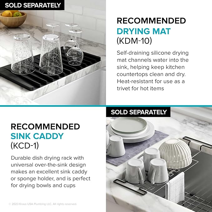 KRAUS Kore 28-Inch Undermount Workstation 16 Gauge Single Bowl Stainless Steel Kitchen Sink with Accessories, KWU110-28