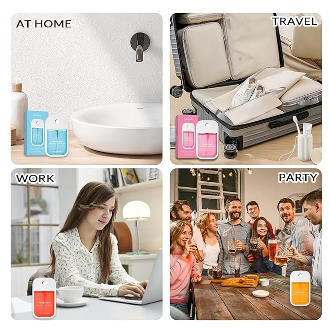 Power Mist Hydrating Hand Sanitizer Spray, Portable Travel-Size Hand Sanitizer Spray, 500-Sprays Each，Suitable for Both Adults and Children (Vanilla)
