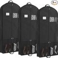 Simple Houseware 60-Inch Travel Garment Bag with Pockets, Non-Woven | Lightweight, Black, 3 Pack
