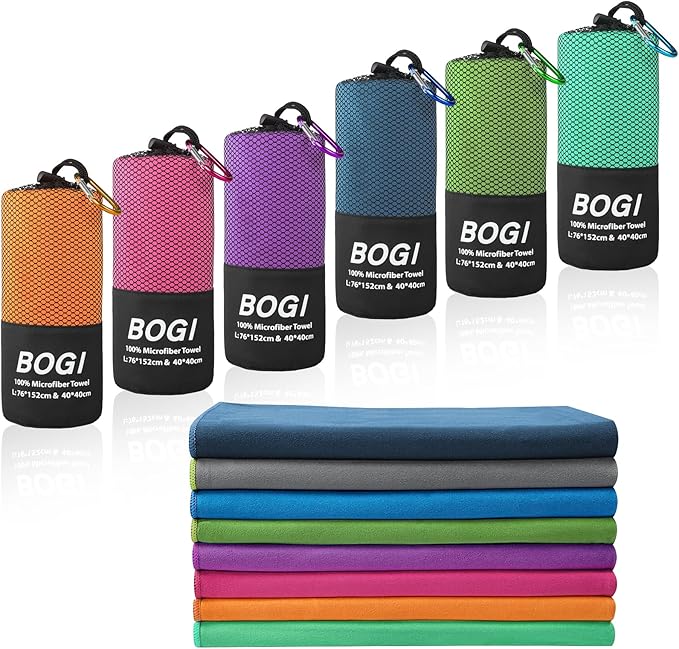 BOGI Microfiber Travel Sports Towel-Quick Dry Towel, Soft Lightweight Microfiber Camping Towel Absorbent Compact Travel Towel for Camping Gym Beach Yoga Swimming Backpacking (S:16''x32'',2Pcs-Hpink)