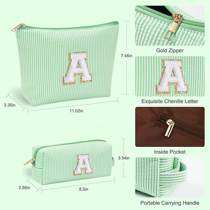 YOOLIFE Initial Makeup Bag for Women Girls - Teenager Girl Gift Ideas | Cute Make Up Bag | Personalized Gifts for Women Friends | Skin Care Bag | Mothers Day Gifts | Tween Girls Trendy Stuff Q