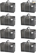 VENO 8 Pack Moving Bags, Heavy Duty, Moving Boxes Alternative, Packing Storage Supplies for Dorm Room Essentials with Zipper for Clothes, Extra Large Totes for Packaging (Dark Gray, 8 Pack)