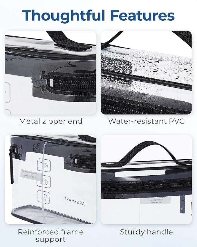 BAGSMART TSA Approved Toiletry Bag, 3 Pack Clear Makeup Cosmetic Bag Organizer, Quart Size Travel Bag for Toiletries, Carry-on Travel Accessories Essentials, Gray-3pcs