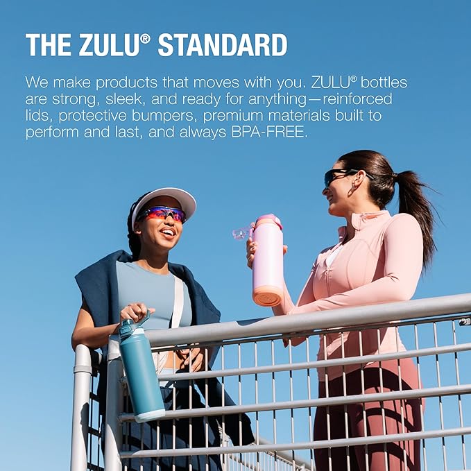 ZULU Powerfill Pro 32oz Stainless Steel Water Bottle with Quick Fill Lid, Triple Walled Vacuum Insulated Metal, Leak Proof Locking Lid, Sip and Chug, Reusable BPA Free, Ash