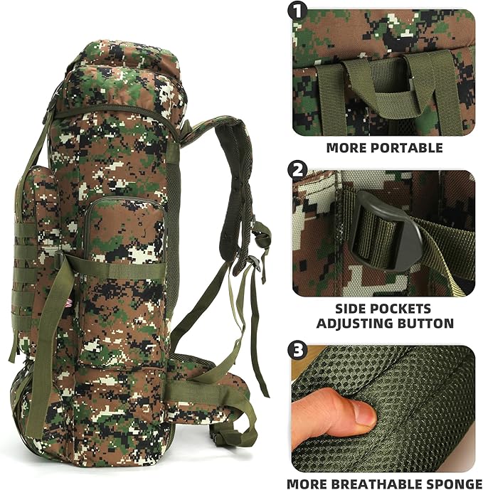 King'sGuard 70L Camping Hiking Backpack Tactical Backpack Military Molle Rucksack Backpack for Outdoor