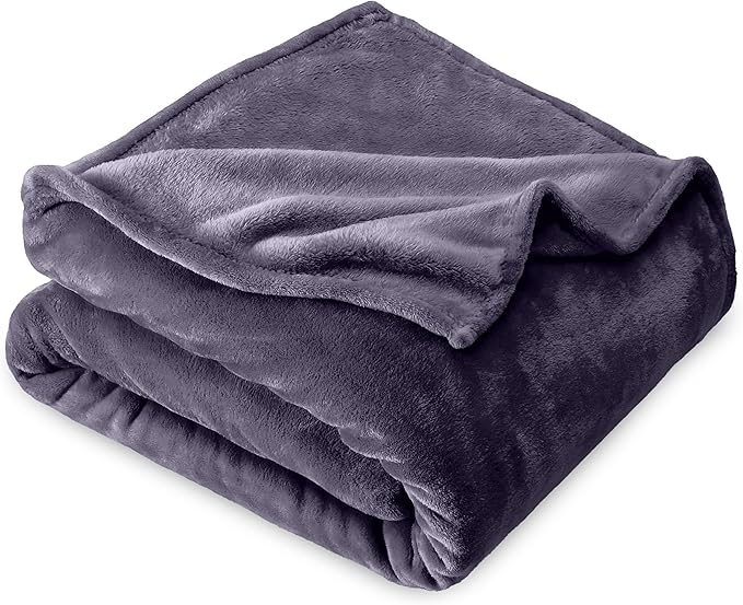 Bare Home Fleece Blanket - Throw/Travel - Ultra-Soft Lightweight for Bed, Sofa, and Couch - Luxury Microplush - Cozy Warm Blanket (Throw/Travel, Dusty Purple)