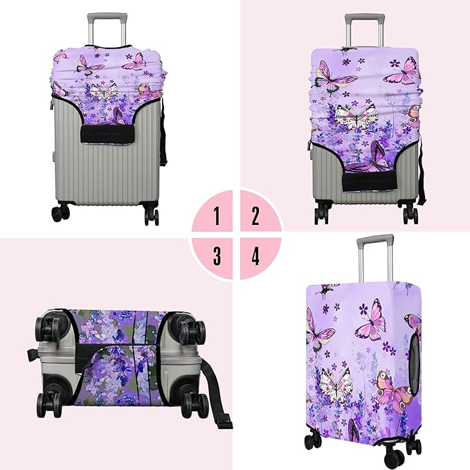 Travel Luggage Cover Suitcase Protector Fits 18-32 Inch Wheel Covers PatternedTravel Related Items Flower Luggage Protector Elastic M