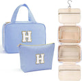 YOOLIFE Travel Toiletry Bag for Women - Hanging Toiletry Bag, Personalized Initial Toiletry Bags for Traveling Women, Portable Travel Toiletry Bag for Toiletries, Cosmetics - Letter H,Blue