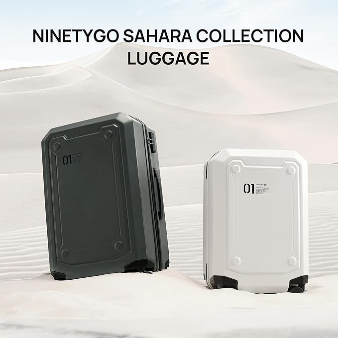 NINETYGO Carry On Luggage 22x14x9 Airline Approved, Carry On Suitcase with Smooth Double Spinner Wheels, Hard Shell PC+ABS Suitcase Carry-On, Lightweight Travel Luggage, TSA Approved (Black, Sahara)