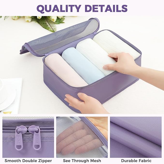 BAGAIL 9 Set Packing Cubes Luggage Packing Organizers for Travel Accessories