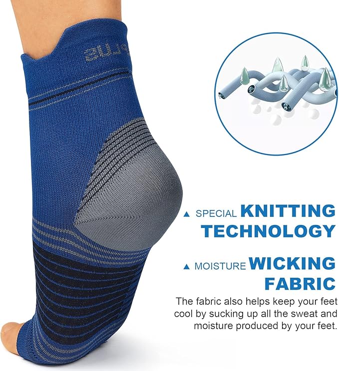 Plantar Fasciitis Sock (6 Pairs) for Men and Women, Compression Foot Sleeves with Arch and Ankle Support (Black, Nude, Navy, Small)