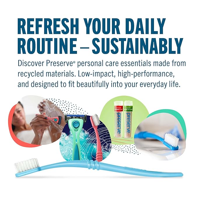 Preserve POPi Shave 5 Razor System Made with Recycled Ocean Plastic and 5-blade cartridge, Neptune Green