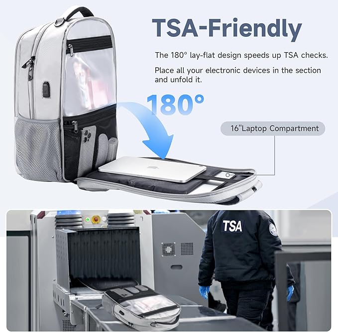 Multipocket TSA Travel Laptop Backpack for Men, Anti-Theft Business Daypacks, Airline Approved Personal Item Work Bag,Water Resistant 16 Inch Work Computer Backpack