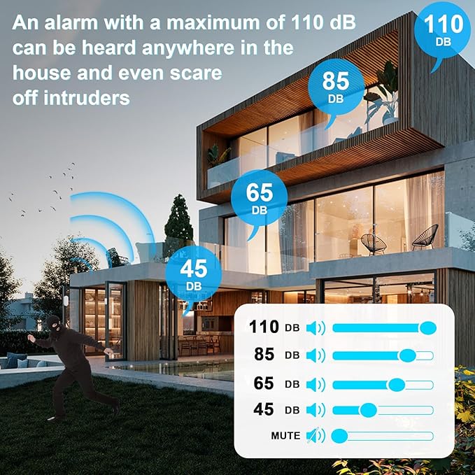 Door Chime,Wireless Door Open Alarm-SANJIE Door Entry Chime with 26 Chimes 5 Adjustable Volume Mute Mode for Business/Home/Store, Pool Alarm with 500ft Range LED Indicators, 1 Receivers + 1 Sensors