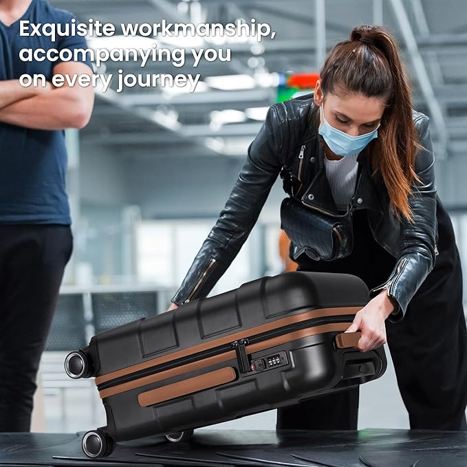 Hardside Carry On Luggage 22x14x9 Airline Approved with Spinner Wheels, Lightweight 20-inch Carry-On Suitcase for Men & Women, Black