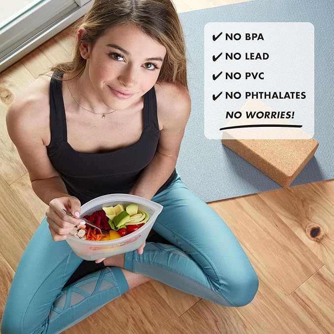 Zip Top Reusable Food Storage Bags | Medium Dish [Peach] | Silicone Meal Prep Container | Microwave, Dishwasher and Freezer Safe | Made in the USA