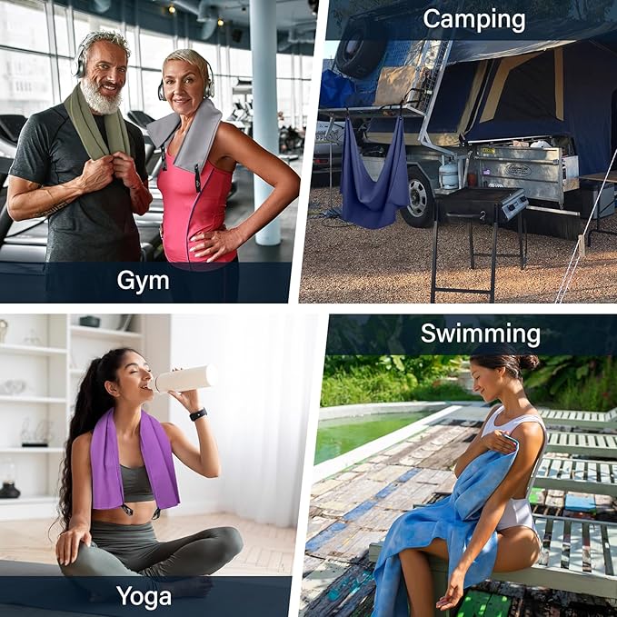 APEXUP Microfiber Travel Towel, Ultra Absorbent Quick Dry Towels, Lightweight Gym Sports Camping Towel for Workout, Yoga, Beach, Shower, Swimming (48"×24", Gray)