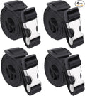 Buckle Straps with Clips, Adjustable Nylon Straps with Buckle, 4 Pack (Black-Metal, 4‘x0.75“)