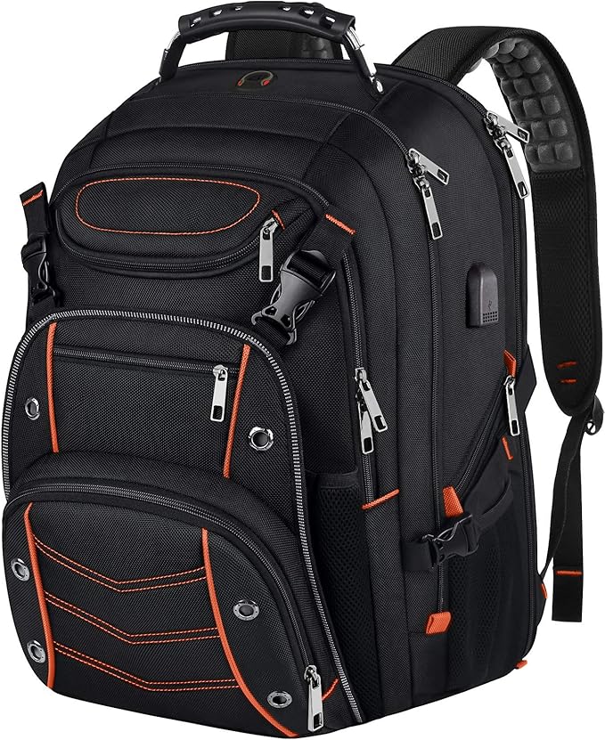 VECKUSON 18.4 Laptop Backpack for Men, 55L Extra Large Gaming Laptops Backpack with USB Charger Port,TSA Friendly Flight Approved and RFID Anti-Theft Pocket