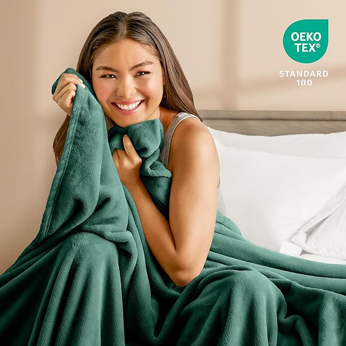 Bare Home Fleece Blanket - King Size - Ultra-Soft Lightweight for Bed, Sofa, and Couch - Luxury Microplush - Cozy Warm Blanket (King, Forest Green)