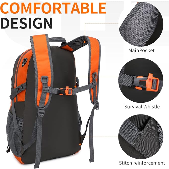 40L Hiking Backpack Lightweight Daypack Waterproof Travel Camping Backpack for Men Women Sport Packable