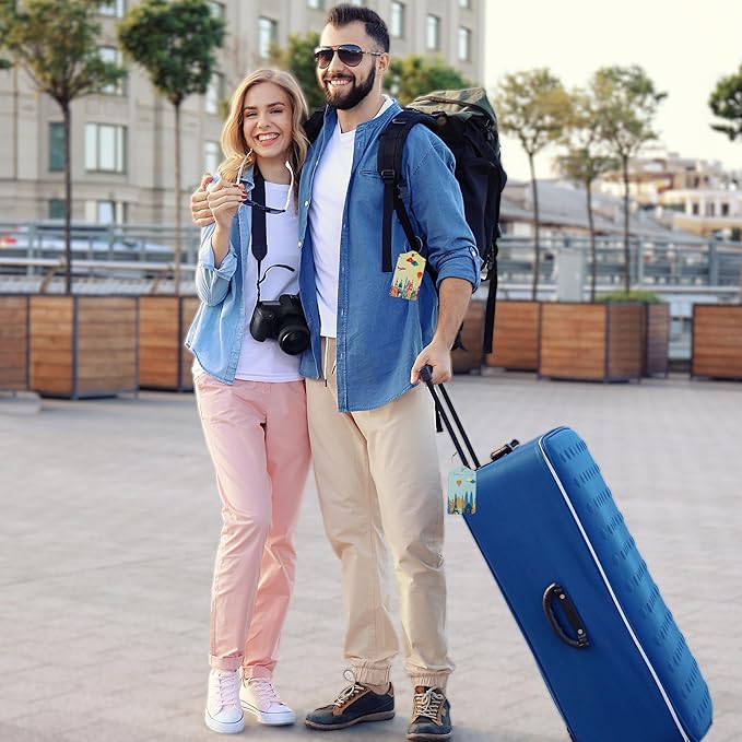 Travel Luggage Tags, 2 Pack Travel Cruise Tags for Suitcases, Cute Identifiers with Privacy Flap, Baggage Tags for Women Men Handbag