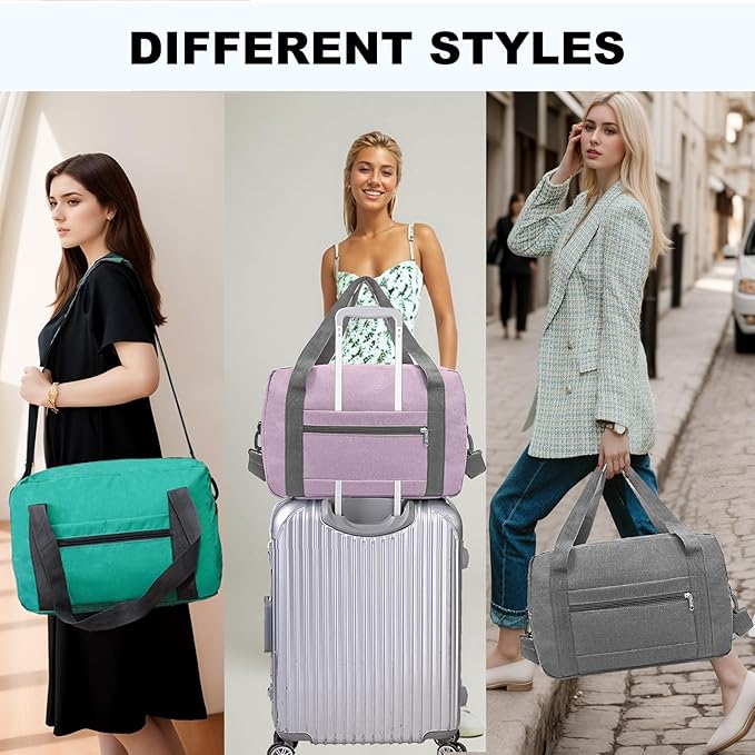 Foldable Carry on Luggage Bag 22x14x9 Personal Item Bag for Airplanes Travel Duffel Bag for Women and Men (40L, Teal)