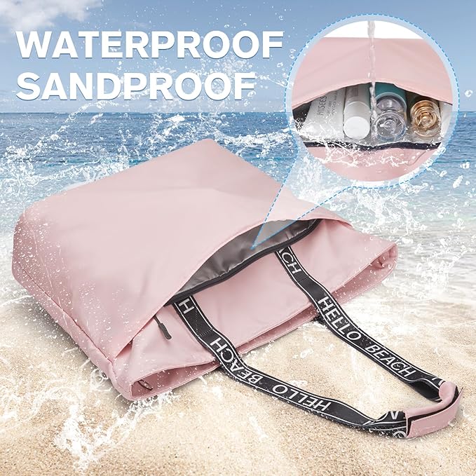 G4Free Beach Bag, Waterproof Beach Bags for Women, Personalized Strap Tote Bag for Women Birthday Gifts