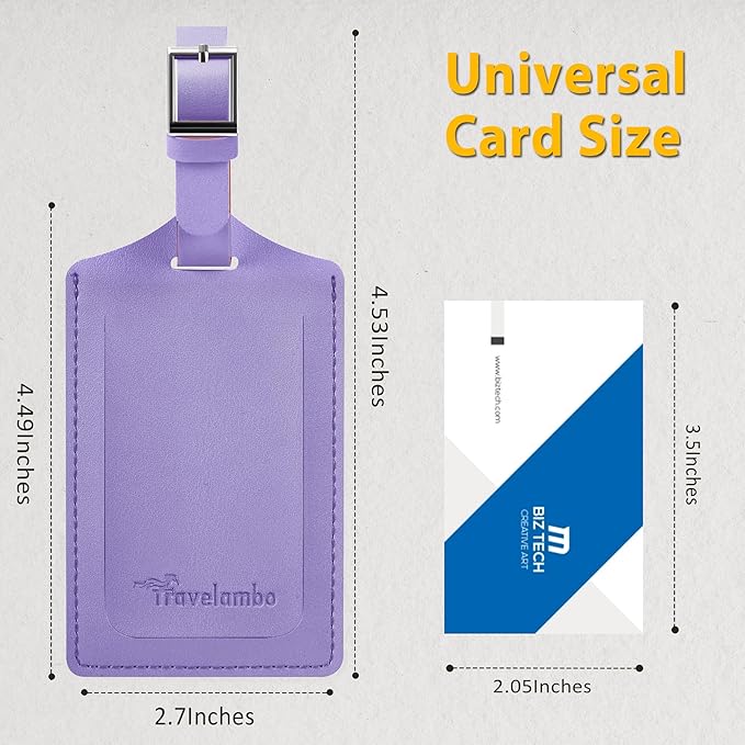 Travelambo Luggage Tags for Suitcases PU Leather Travel Tags Bag Tags Privacy Protection Travel Essentials