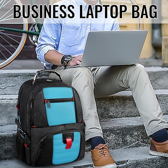 YOREPEK Travel Backpack, Extra Large 50L Laptop Backpacks for Men Women, Water Resistant College Student Bookbag Airline Approved Business Work Bag with USB Charging Port Fits 17 Inch Computer, Blue
