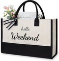 TOPDesign Personalized Initial Jute/Canvas Beach Bag, Monogrammed Gift Tote Bag for Women