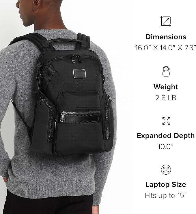 TUMI - Alpha Bravo Navigation Backpack - Everyday Travel Backpack - Fits Up to 15" Laptop - 16.0" X 14.0" X 7.3" - Charcoal