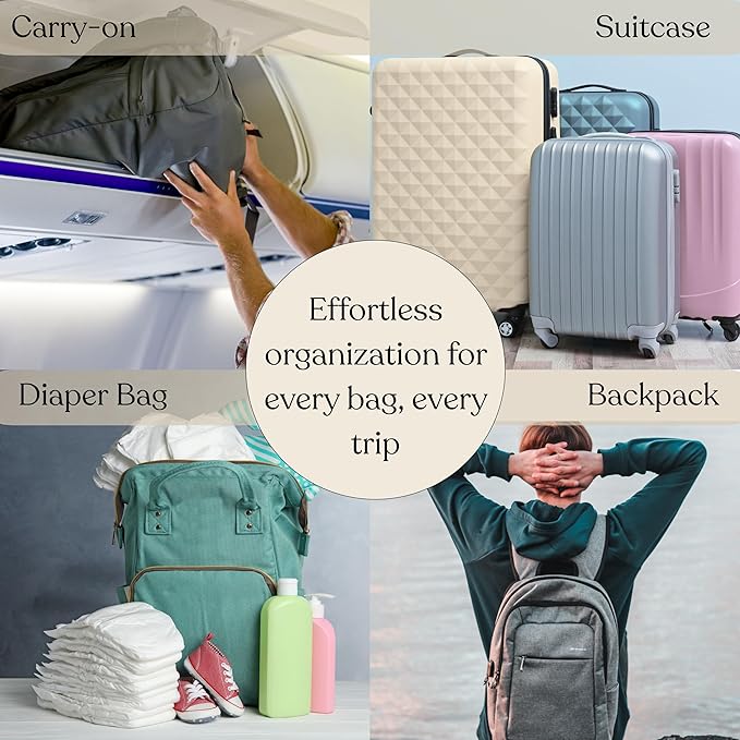 9 Set Packing Cubes - Suitcase Organizer, Cute Packing Cubes, Travel Bags Organizer for Luggage with Hanging Toiletry and Shoe Bag, Travel Essentials for Women, Men and Kids -Pink