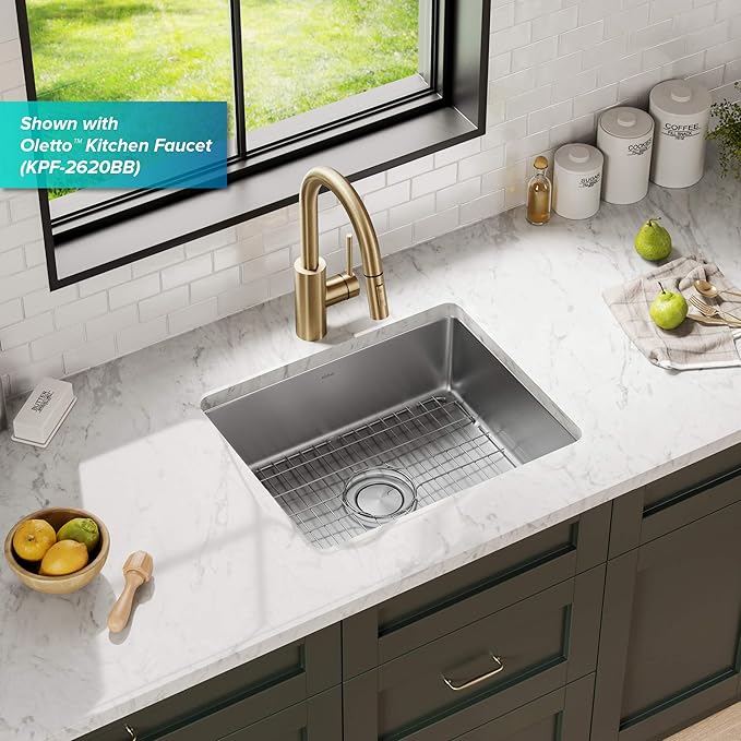 KRAUS Dex 21-inch Undermount 16 Gauge Stainless Steel Single Bowl Kitchen Sink, KA1US21B