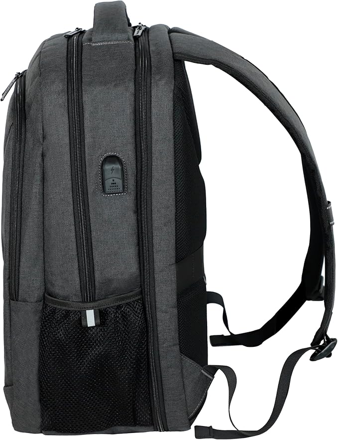 Lenovo B325 Laptop Backpack, Grey, 17-Inch, Water-Resistant Travel Backpack with External USB Port, Anti-Theft Design, Luggage Strap, for Men & Women, Perfect for Work, School, and Travel