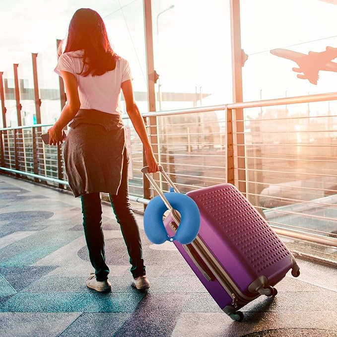 Travel Neck Pillow Cover, Neck Pillow Case with Zipper, Cooling, Pure, Soft and Smooh, Airplane Pillow Sleep Replacementt Washable (Only Pillow Covers, no Filler)