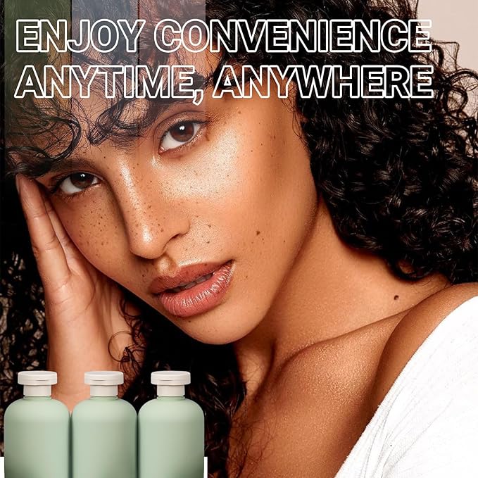 ASEVAT 8.8oz 4Pcs Green Plastic Refillable Travel Shampoo and Conditioner Bottles Plastic Refillable Travel Shampoo Bottles with Flip Cap Shampoo and Conditioner Dispenser