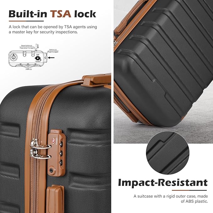Coolife Luggage 4 Piece Set Suitcase Spinner Hardshell Lightweight TSA Lock (Family Set-Sky Blue)