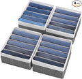 Jeans Drawer Organizers for Clothing,5 Grids Compartment Wardrobe clothes organizer,Fabric Washable Closet Organizers and Storage Bins for Jeans,Pants,Bra,Legging,t-shirt-GreyWhite