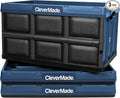 CleverMade Collapsible Storage Bins - Ocean 3 Pack 62L / 16 Gal holds 100 lbs - Stackable Containers Heavy Duty Capacity Crates-Space-Saving