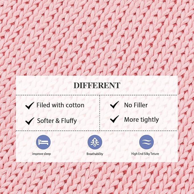 L'AGRATY Knitted Weighted Blanket - 60"x80" 15lbs Cooling Chunky Knit Heavy Blanket for Adults Braided Crochet Throw Thick Cable Yarn Knit Decorative No Beads Evenly Weighted Machine Washable
