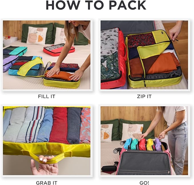 Large Packing Cubes for Travel - 10pc Packing Cubes for Suitcases - Lightweight Luggage Organizer Bags