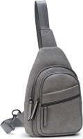 Alldaily Large Sling Bag for Women Crossbody Purse Leather Fashionable Trendy Chest Bag for Travel, Fanny Pack (Grey)