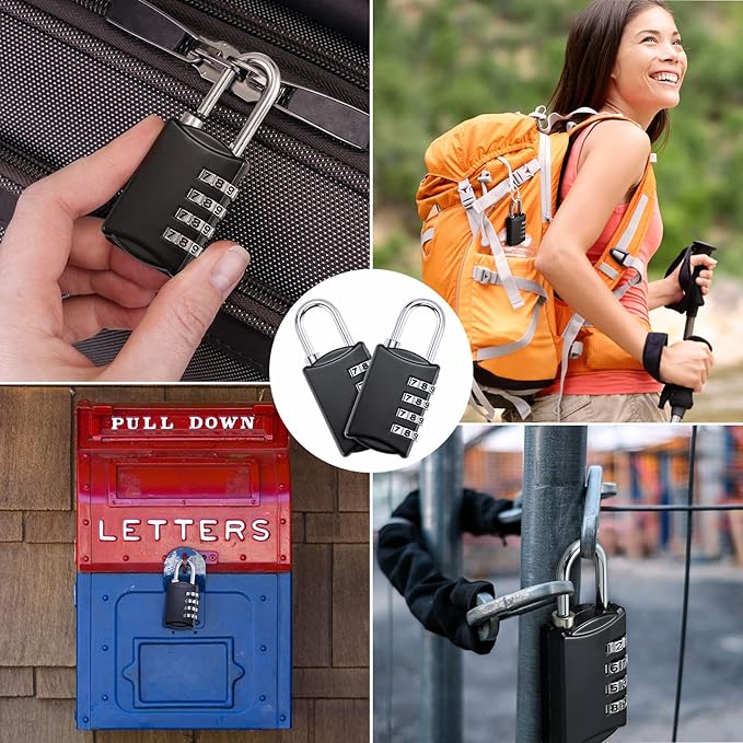 Sadnyy 15 Pcs 4 Digit Combination Locks Combination Padlock Luggage Number Locks Outdoor Waterproof Resettable Padlock for Door Traveling School Gym Locker Suitcases Employee Hasp Storage