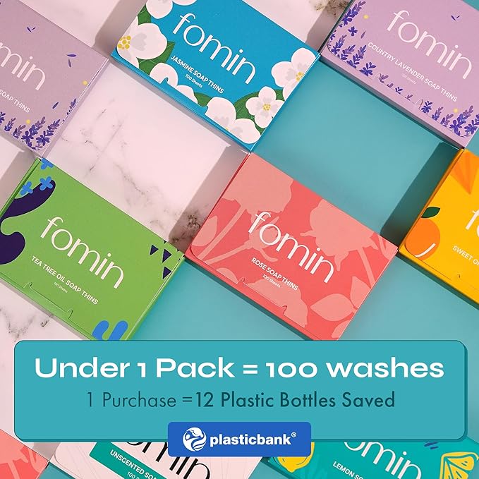FOMIN - Antibacterial Paper Soap Sheets for Hand Washing - (200 Sheets) Orange Portable Travel Soap Sheets, Dissolvable Camping Mini Soap, Portable Hand Soap sheet