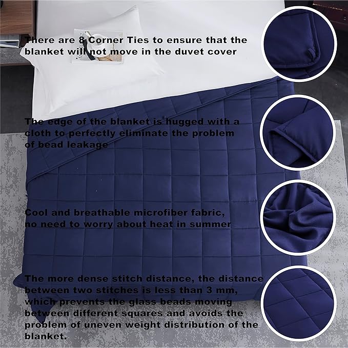 L'AGRATY Weighted Blanket - 80"x87" 20lbs Cooling Breathable Heavy Blanket Microfiber Material with Glass Beads for Adult All-Season Summer Fall Winter Soft Thick Comfort